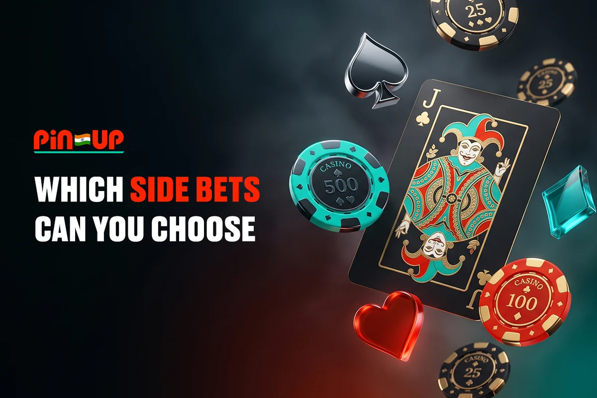 Casino chips, playing cards, and suits for various side bets